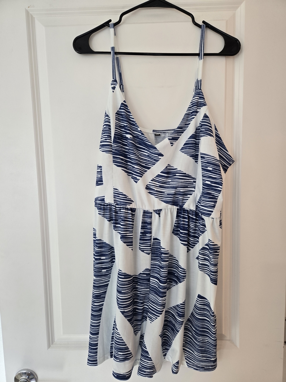 Sleeveless White & Navy Printed Romper